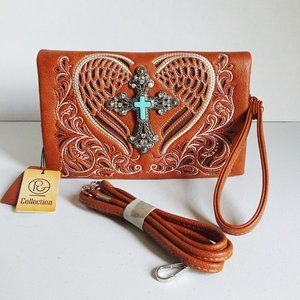 P & G Collection Silver Cross Clutch/Shoulder Bag